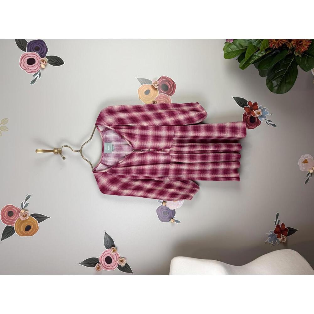 Maeve by Anthropologie Pink Patchwork Button Peplum Tunic Top  - Size - XS
